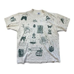 Vintage 1994 Rel-E-Vant Products Outdoors Nature AOP  T-Shirt XL Single-Stitch